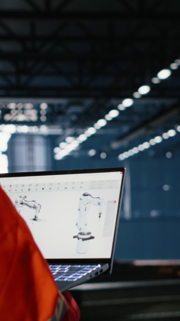 Vertical Video Worker using automation software connected to robot machinery