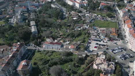 aerial panoramic view of the river tagus by lisbon city, portugal