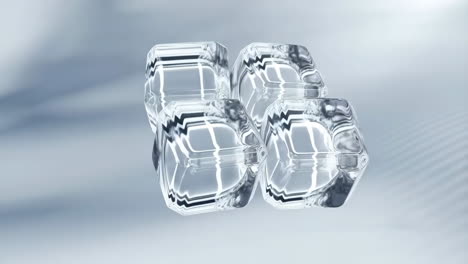 clear ice cubes on reflective background