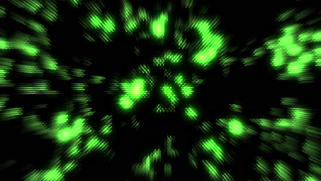 Schwarzes-Und-Grünes-Abstraktes-Muster,-Faszinierende-Komposition-Aus-Zufällig-Angeordneten-Grünen-Punkten-Auf-Dunklem-Hintergrund