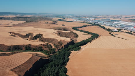 aerial view of a dry valley and farmlands