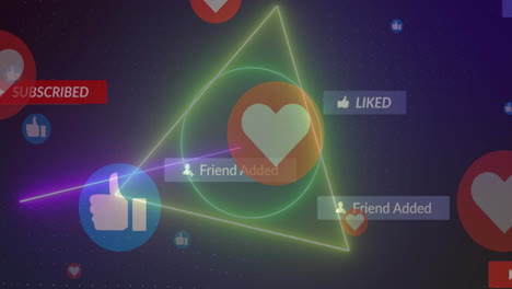 animation of network of media icons on blue background