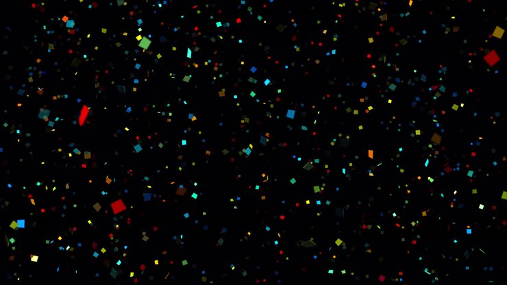 Festa di Coriandoli: Coriandoli Metallici Glitterati Multicolori che Cadono su Maschera Alfa