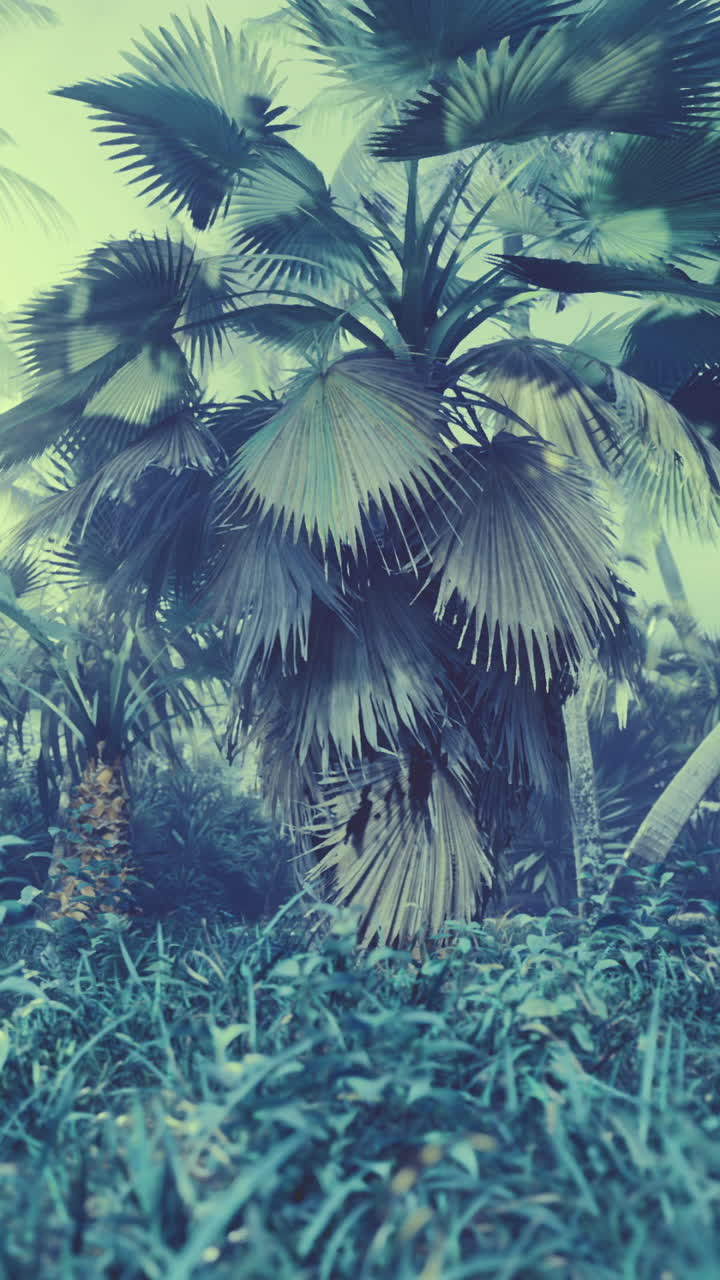 Lush tropical landscape with vibrant greenery and serene atmosphere in daylight