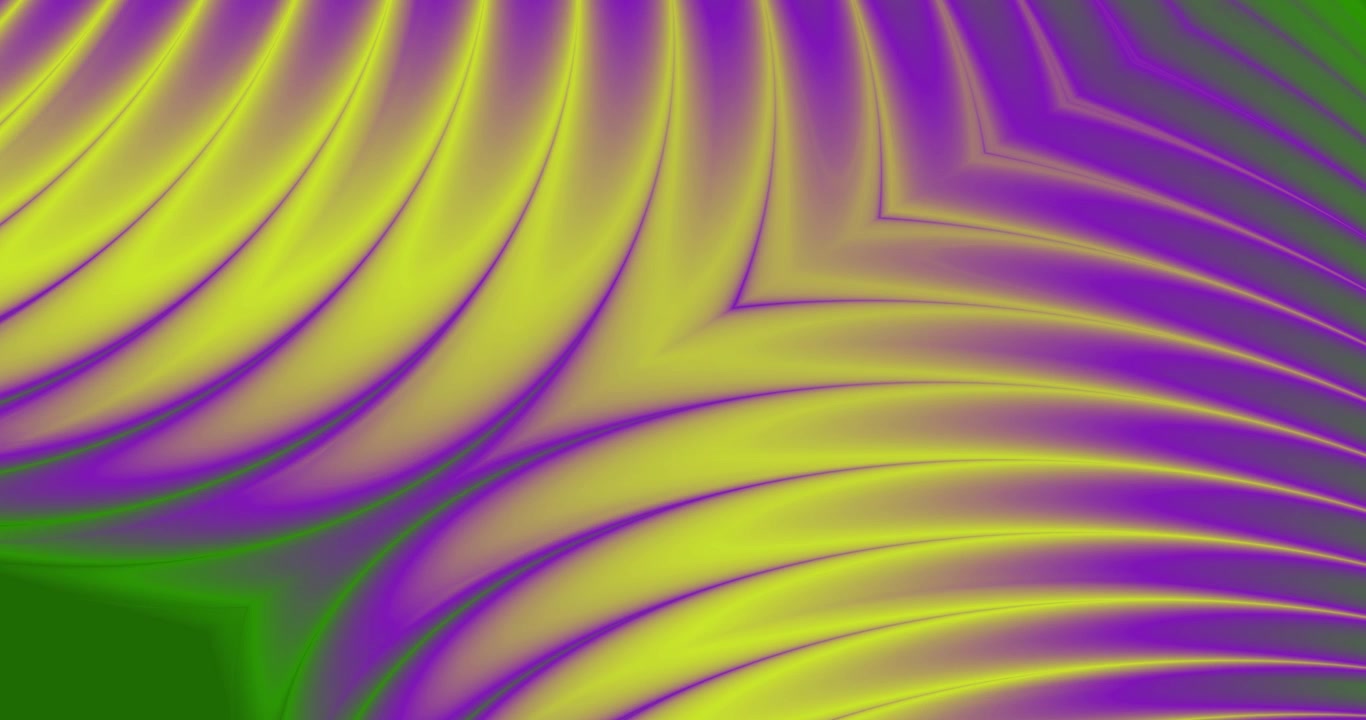 Abstract Fractal Animation with Vibrant Green and Purple Waves