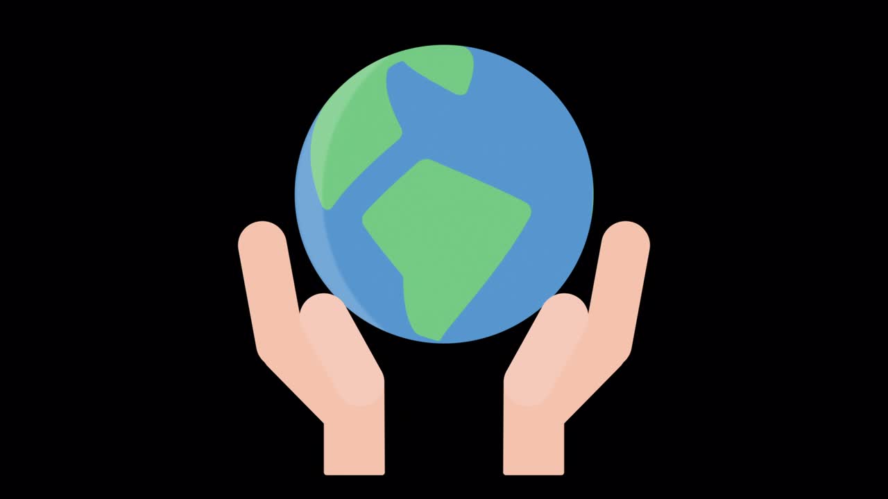 simple y linda animación de la tierra girando sobre el fondo negro de la mano