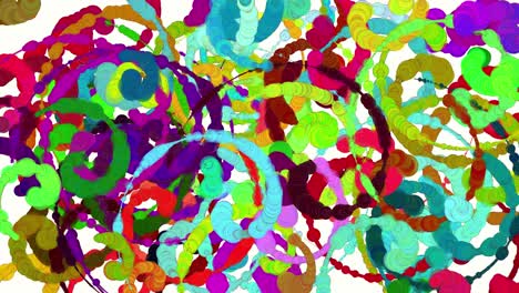 animación de pintura multicolor abstracta de círculos de espiro sobre fondo blanco