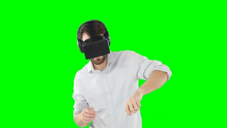 man using virtual reality headset