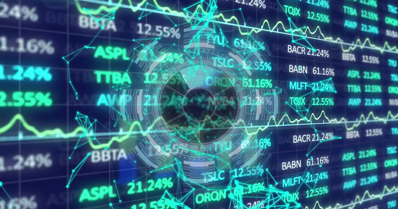 Animação de rede de conexões sobre o processamento de dados
