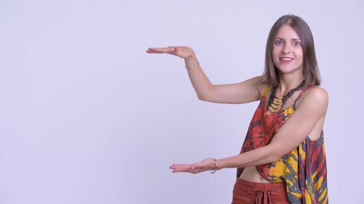 Happy young beautiful hipster woman