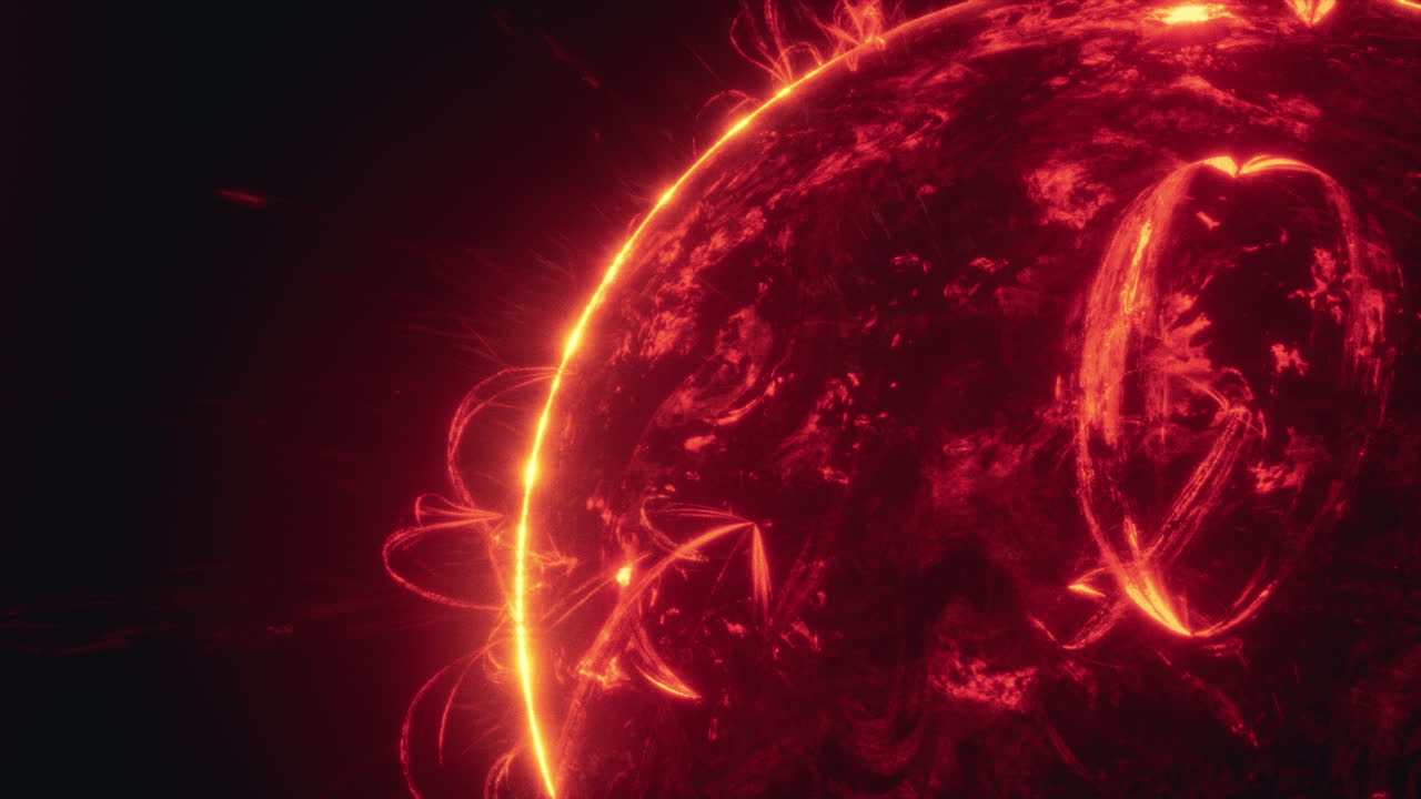 불타는 태양 발광과 어리를 보여주는 태양 활동의 놀라운 모습