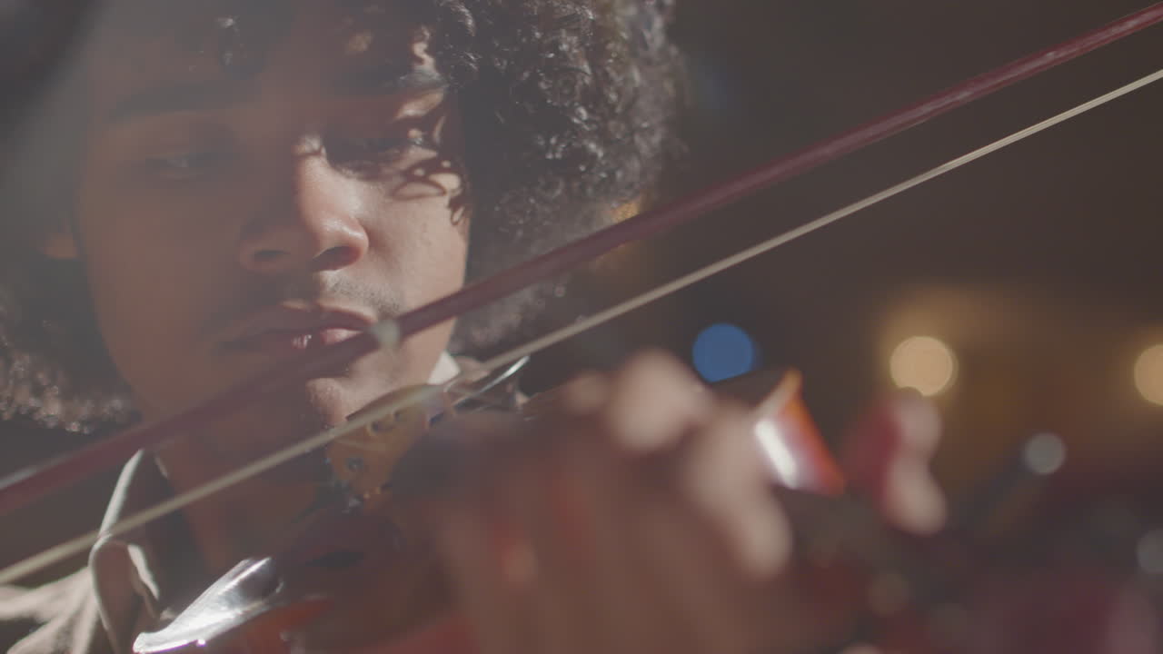 Young African American Musician Playing Violin