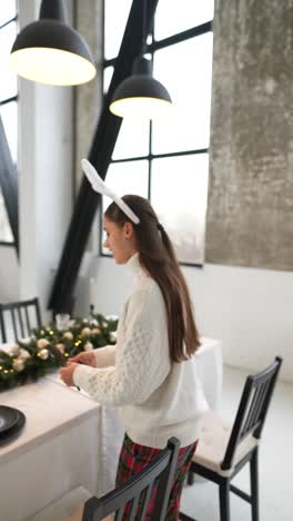 woman preparing a festive table