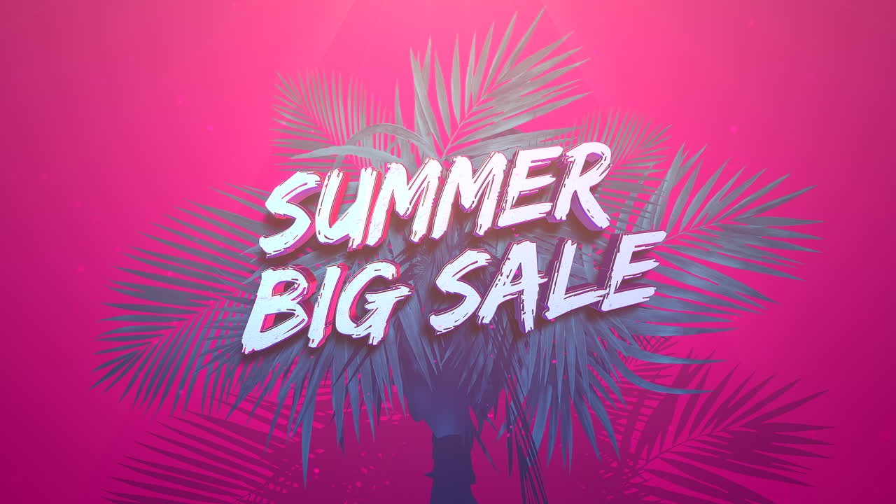 Grande Promoção de Verão com palmeira tropical em textura rosa