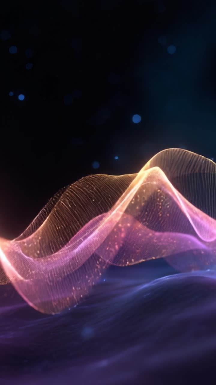 Dynamic Waveform Display in Ethereal Light: A Beautiful Visualization of Colorful, Flowing Waves Creating a Hypnotic and Mesmerizing Digital Landscape
