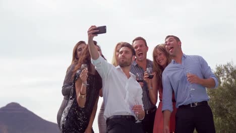 group of friends taking a selfie