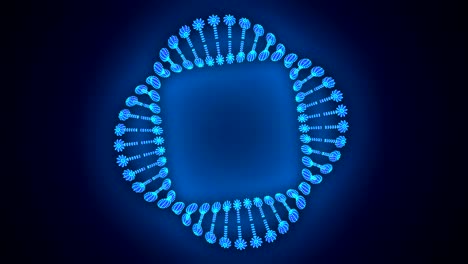 cadena de adn en círculo, rotación en bucle animación en 3d