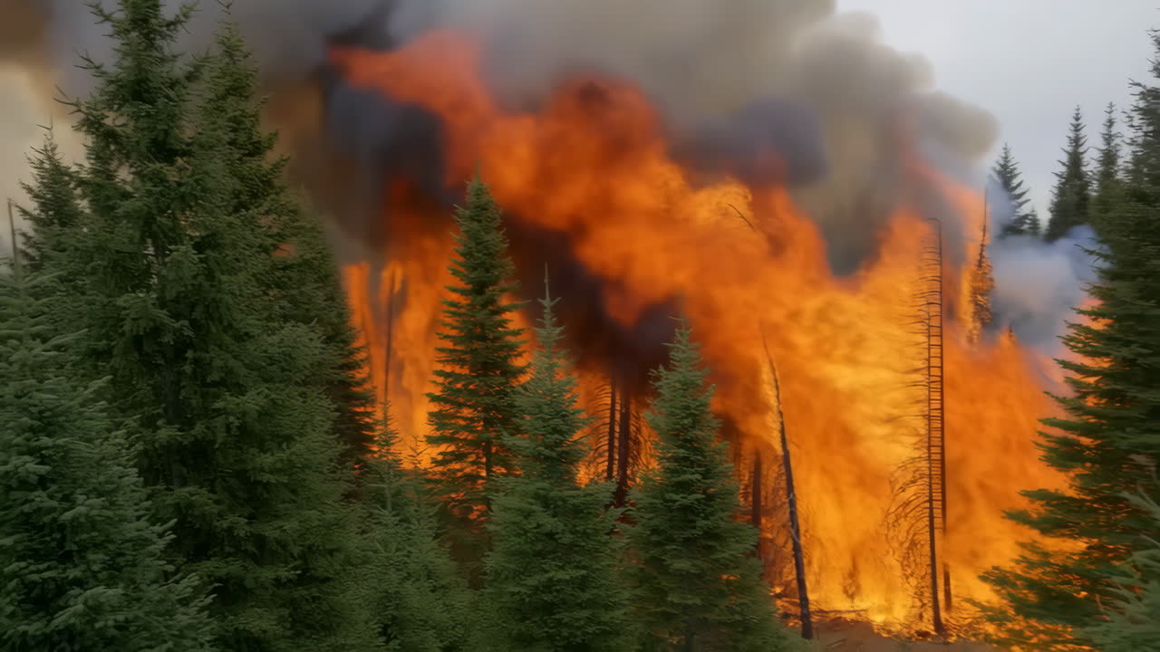 Violento incendio consuma una pineta con fiamme intense e fumo