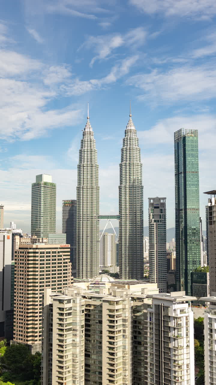 Kuala Lumpur petronas towers and skyline in vertical