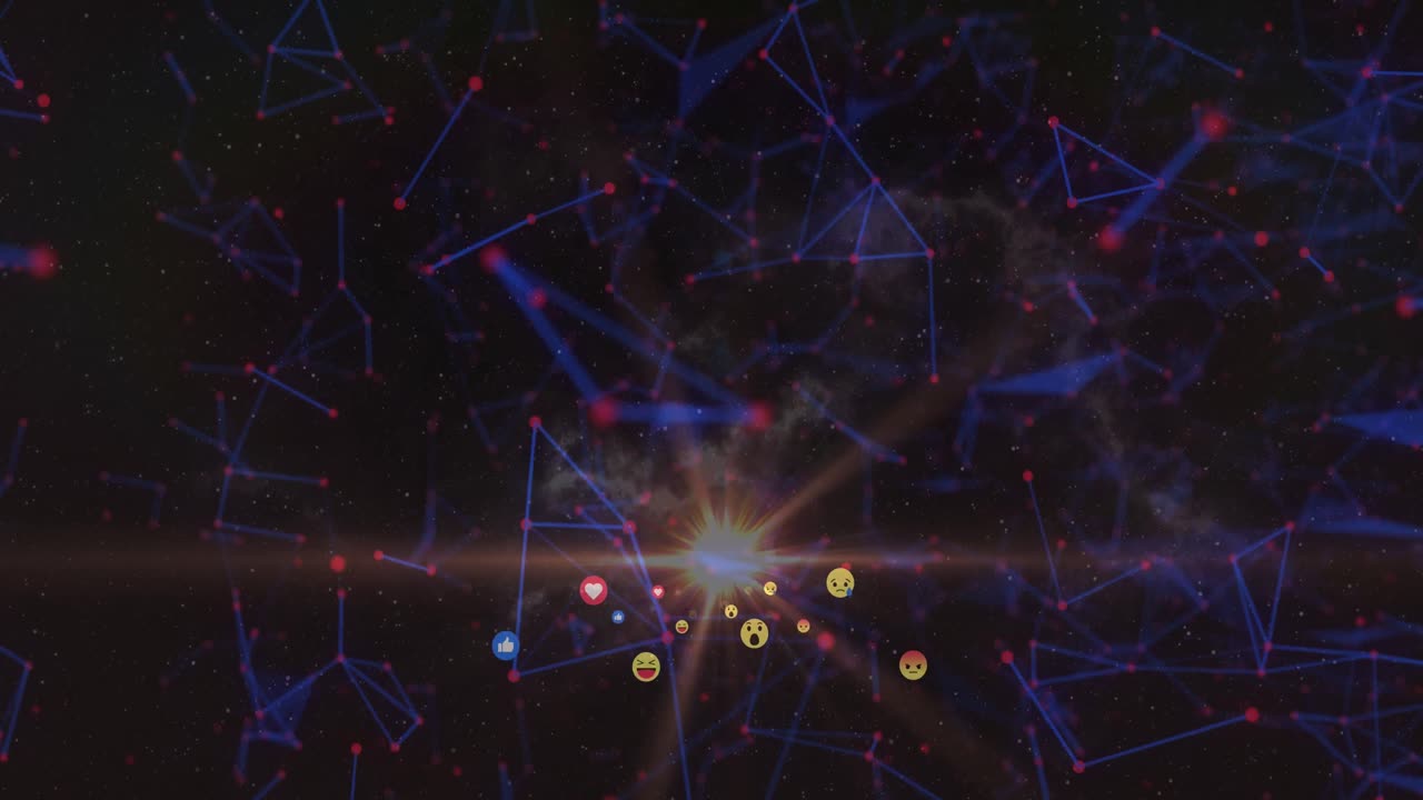 animación de la red de conexiones con puntos sobre el procesamiento de datos