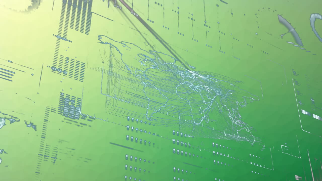 녹색 배경 위의 데이터 처리의 애니메이션