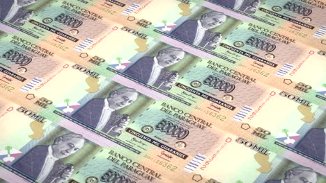 billetes de cincuenta mil guaranís paraguayos de paraguay, dinero en efectivo, bucle