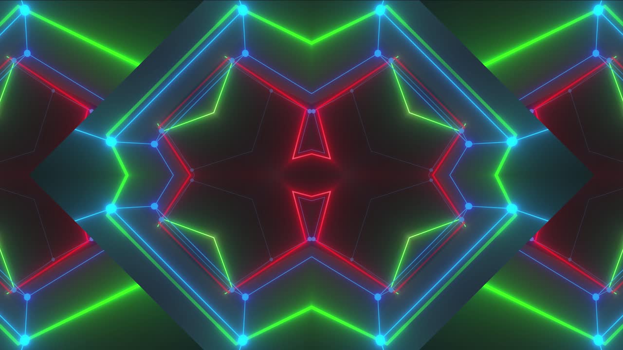 Motivo caleidoscopico geometrico al neon