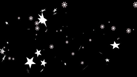 animación de estrellas de navidad cayendo sobre un fondo negro