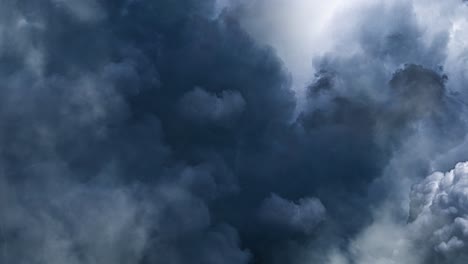 point of view, cumulus clouds are moving closer in the sky with a thunderstorm