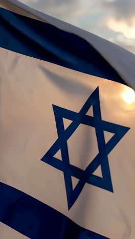 israeli flag at sunset