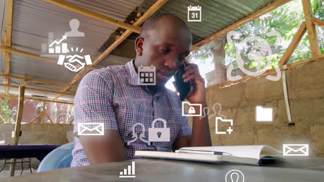 futuristic graphical design of a man using phone