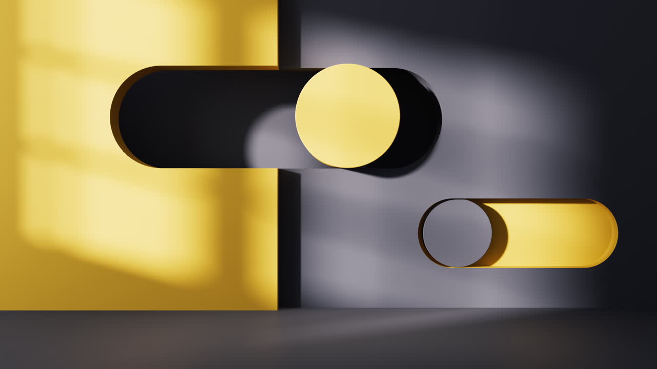 Empty room with geometry shapes, 3d rendering.