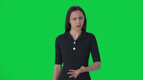 Angry-Indian-female-news-anchor-shouting-on-tv-Green-screen