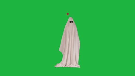 el disfraz de fantasma en la pantalla verde