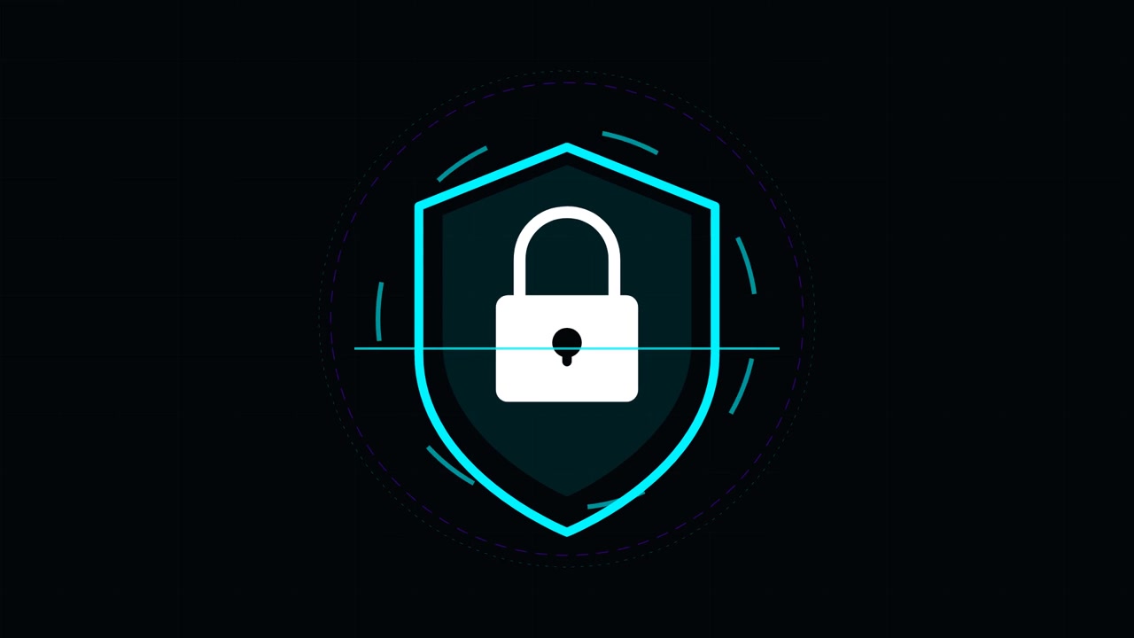 Digital Security Shield Icon with Scanning Animation