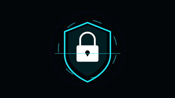Digital Security Shield Icon with Scanning Animation
