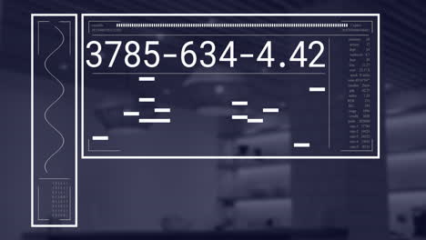 animación del procesamiento de datos financieros en una oficina vacía