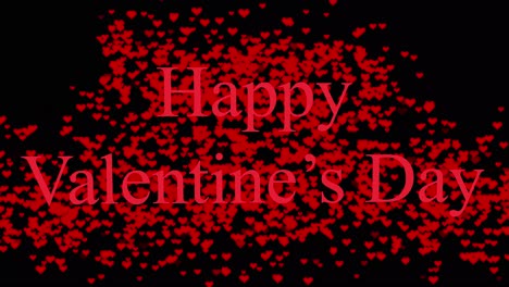 happy valentine's day text greeting is consumed by love hearts in this animated message