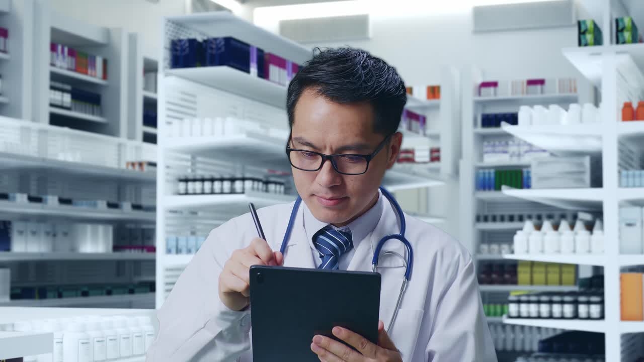 처방전 데이터를 검토하는 약사