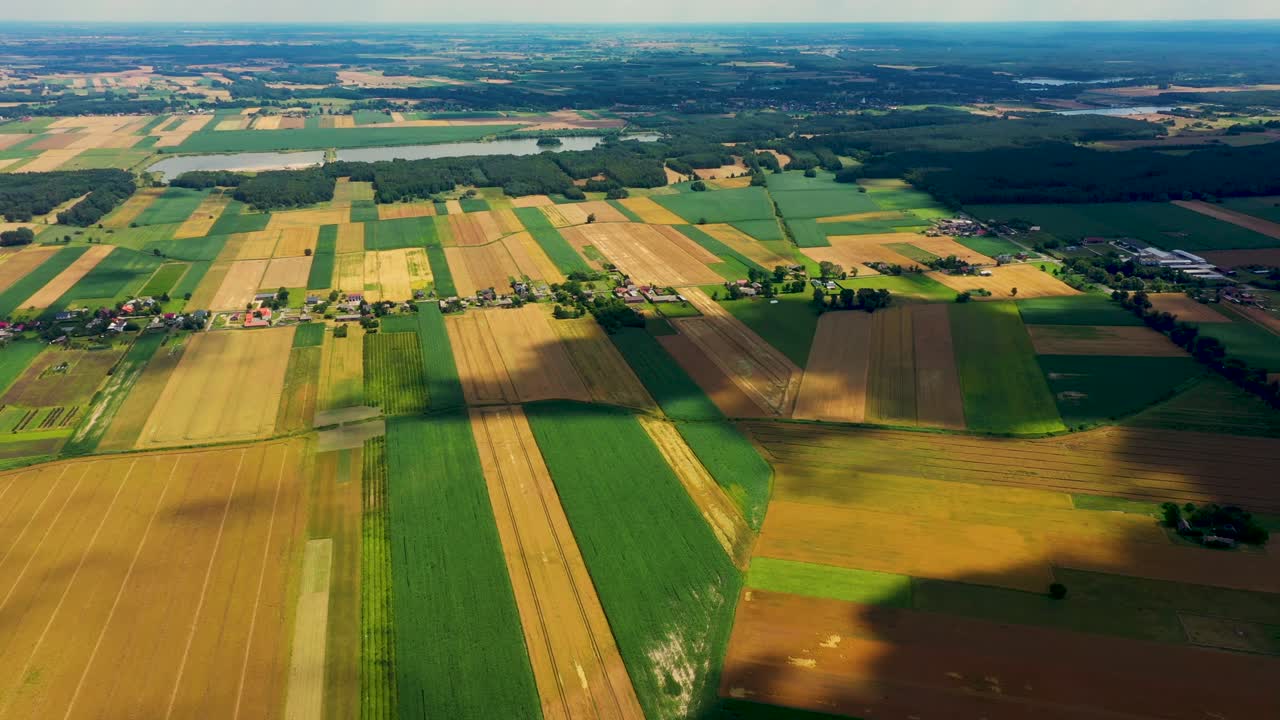 Vertical stripes of agricultural parcels of different crops