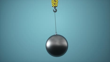 wobbly ball with blue background,weight and hook,3d rendering.