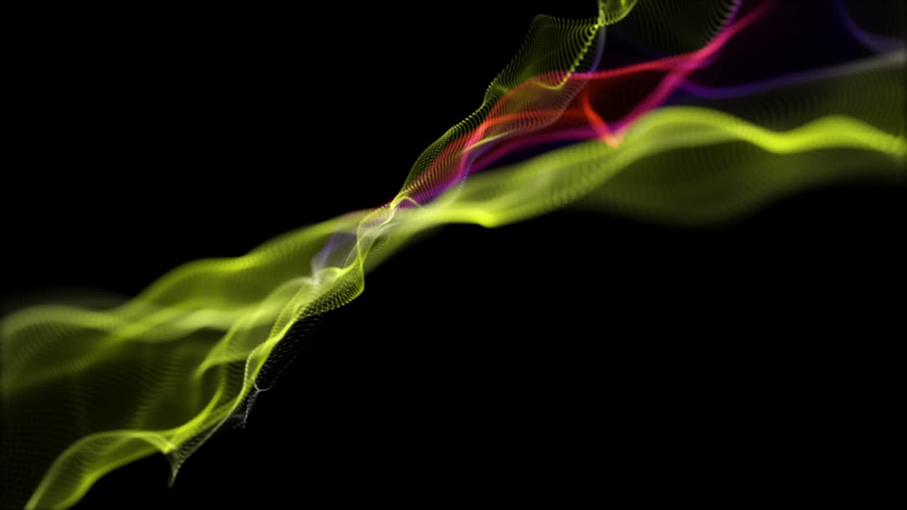 Futuristic animation with particle wave object in slow motion, 4096x2304 loop 4K