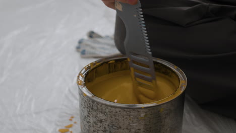 mixing yellow paint