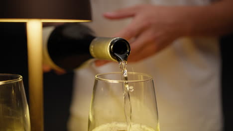 waiter pouring expensive wine into the glasses for the customers
