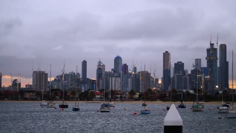 melbourne cbd day to nighttime timelapse from st kilda pier - beach