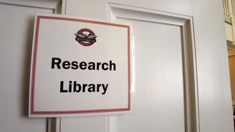 the sign on the room in the historical museum and research library for the ontario county research society in canandaigua new york