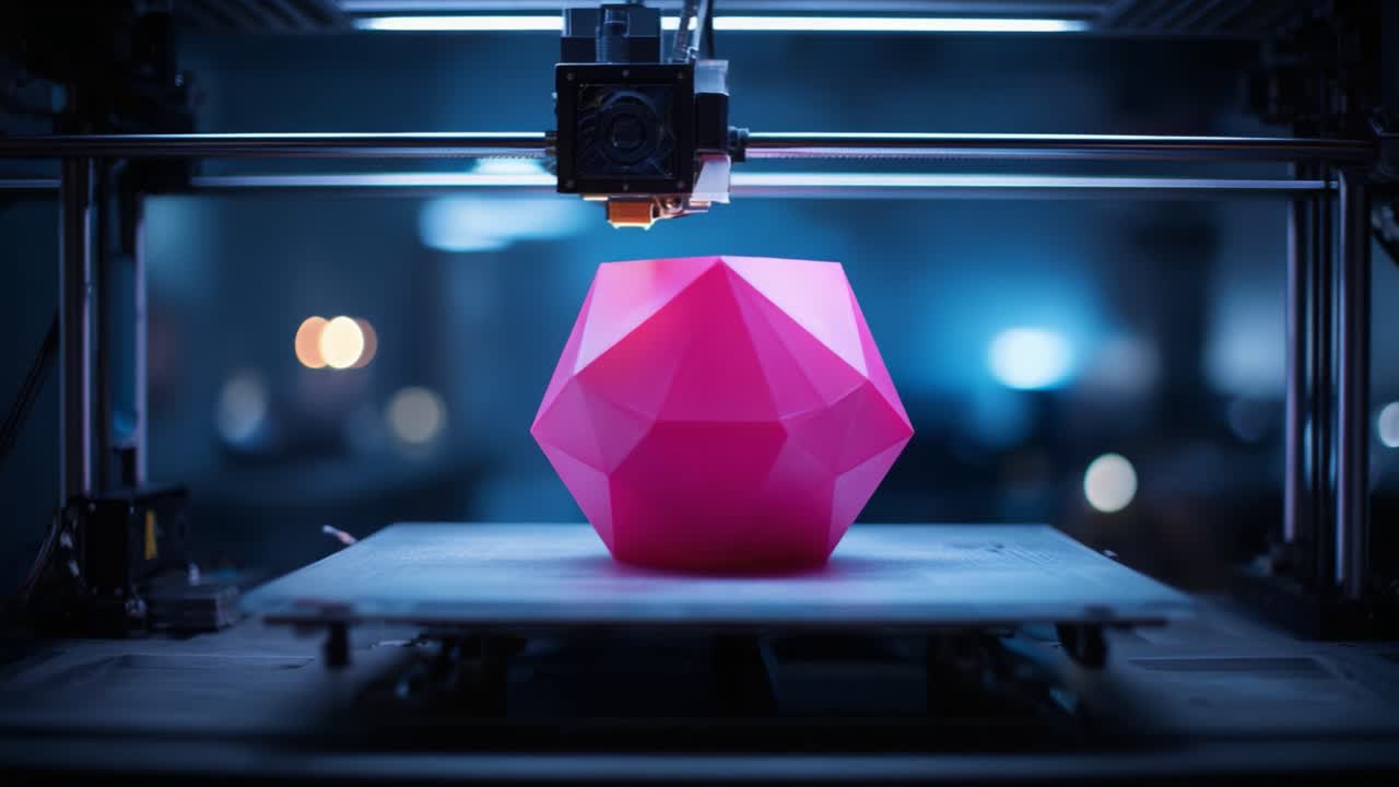 Innovative 3D Printing Process Captures Stunning Pink Geometric Shape, Showcasing the Future of Additive Manufacturing Technologies