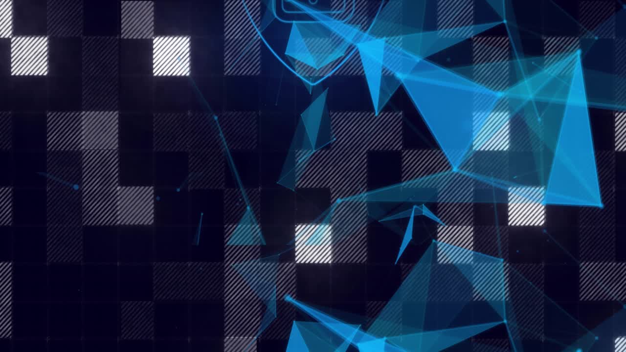 Animation of data processing and digital human on black background