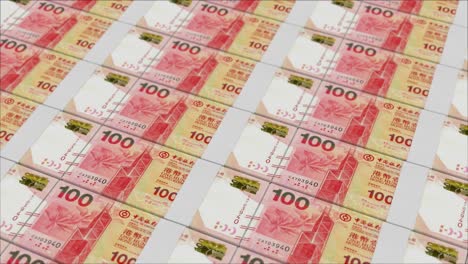 100-Billetes-De-Dólar-De-Hong-Kong-Impresos-Por-Una-Prensa-Monetaria