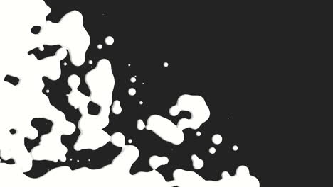 Flowing-abstract-liquid-white-splashes-spots-on-black-gradient